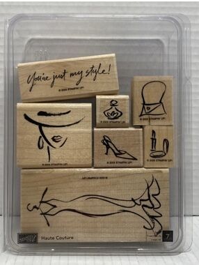 Vogue Fashion Wood Mounted Rubber Stamps Dress Hat Perfume Handbag Shoe